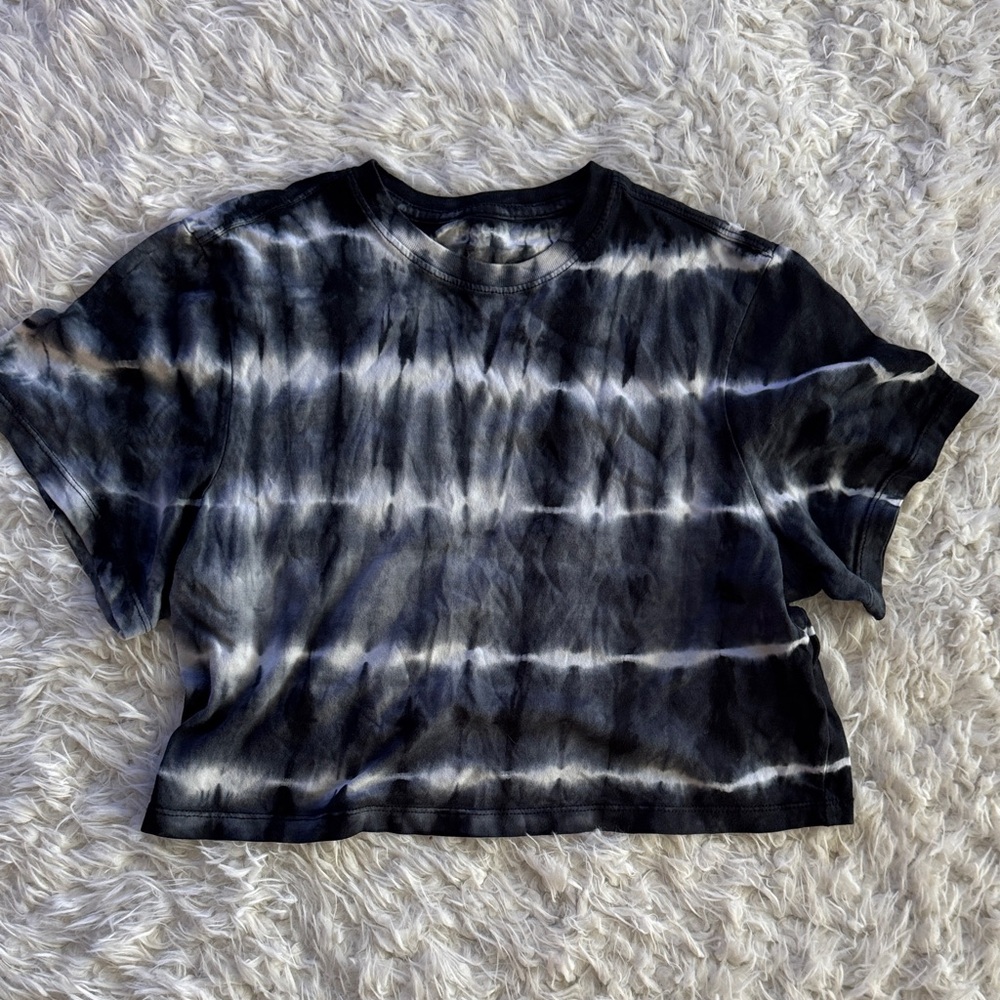 BDG Black & White Tie-Dye Crop Tee